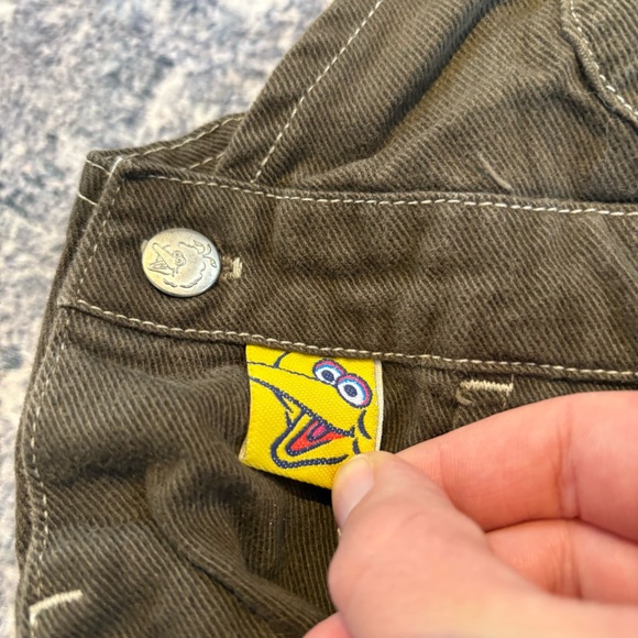 VTG Rare Sesame Street Big Bird Corduroy Overalls 4T | 90s Kidcore Brown Y2K - Picture 5 of 9